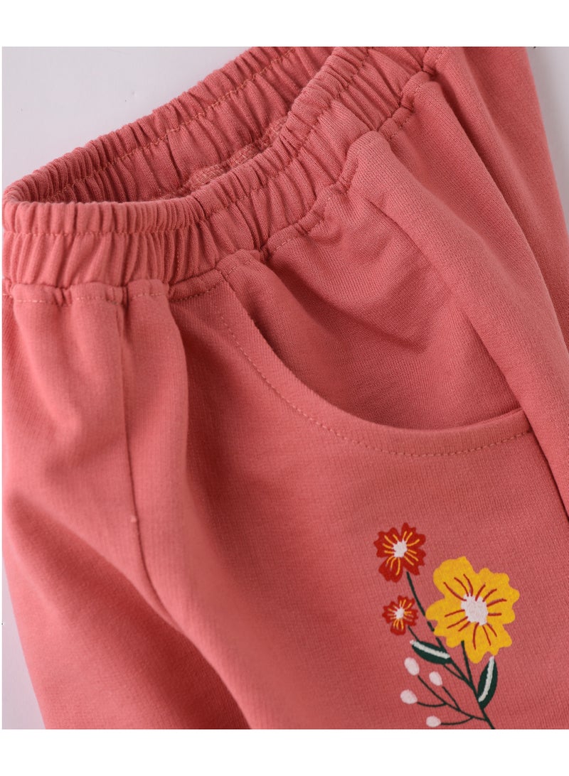 Jelliene Girls Pink Cotton Pants with Floral Embroidery - Image 4
